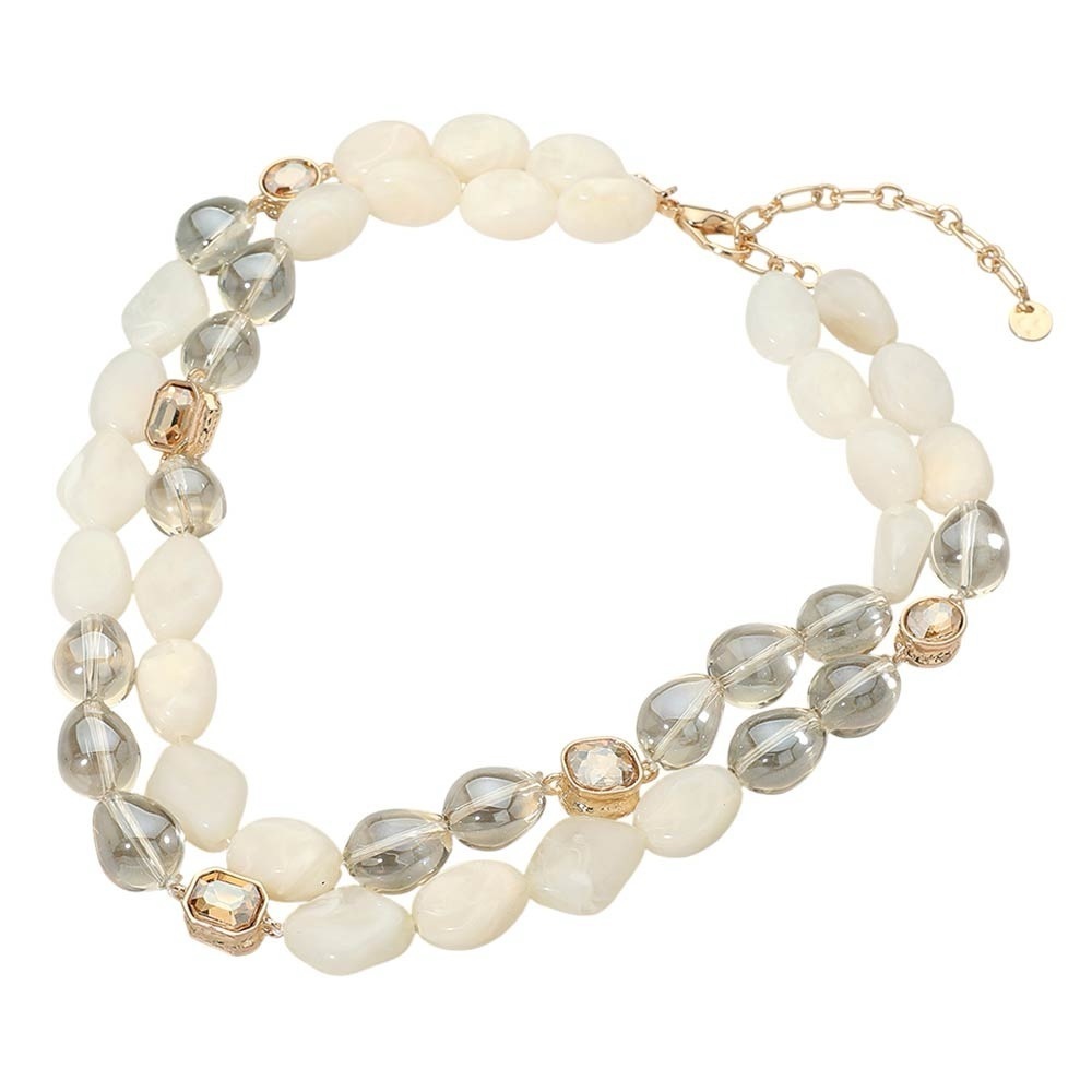 Bold Marbled Layers Faceted Stone Necklace